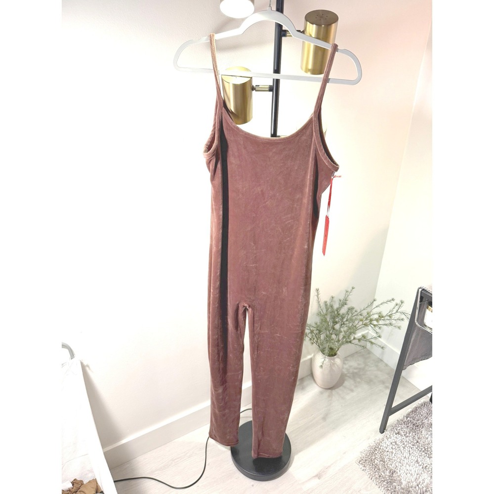 Boutique teddy velour jumpsuit romper extra soft plush luxe 1X mocha bodycon NWT